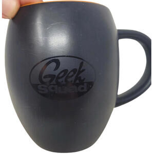 Rare Ceramic Geek Squad Black On Black with Orange inside Coffee Mug Cup